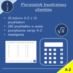 Pierwiastek kwadratowy liczb dziesiętnych dodatnich i ujemnych | matematyka | 26 kolumn