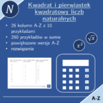 Kwadrat i pierwiastek kwadratowy liczb dziesiętnych | matematyka | 26 kolumn