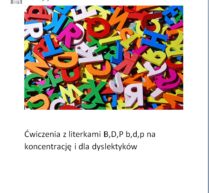 Literki B,b,D,d,P,p Zabawa - Koncentracja, Dysleksja • Złoty Nauczyciel